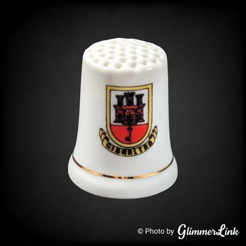 Vintage Gibraltar Crest Coat of Arms Porcelain Collectible Sewing Gift